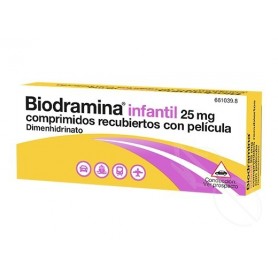 BIODRAMINA INFANTIL 25 MG COMPRIMIDOS RECUBIERTOS CON PELICULA , 12 COMPRIMIDOS
